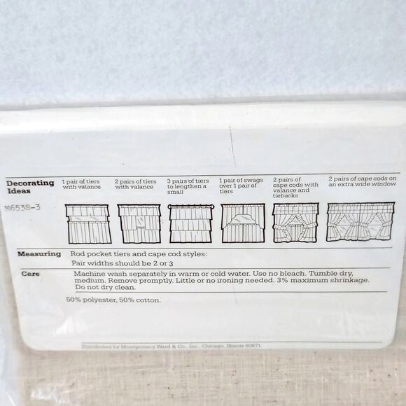 Montgomery Ward Hickory Dusty Blue Country Lace Ruffle Tier Curtains 68x36" Vtg - Picture 4 of 4